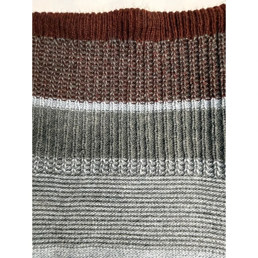 Angora Barcelona Striped Knit Neck Warmer Snood Brown Grey Made in Spain cozy